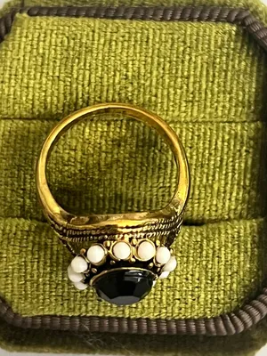 Vintage/Bohemian Design Stainless Steel Golden w/ Gemstones Statement Ring S 6 thumbnail 3
