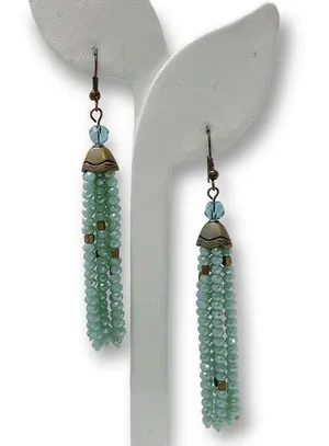 Boho Bohemian Beaded Tassel Drop Hook Retro Earrings thumbnail 2