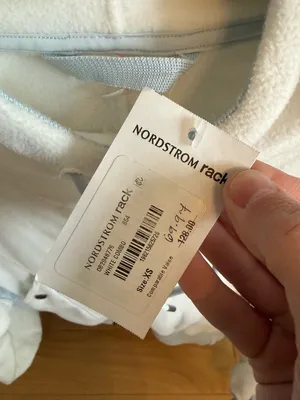 Free People Cream Fleece Hoodie with Light Blue Drawcords thumbnail 6