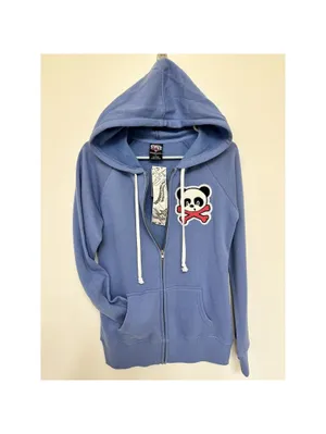 NEW Superfresh Panda & Crossbones Womens Full Zip Hoodie Hoodie Sweatshirt Small thumbnail 9
