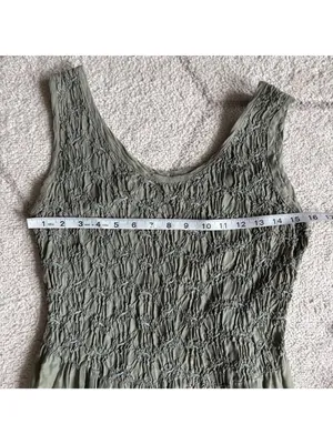 Basement USA Inc Sage Green Smocked Maxi Dress Sleeveless Boho Cottagecore thumbnail 2