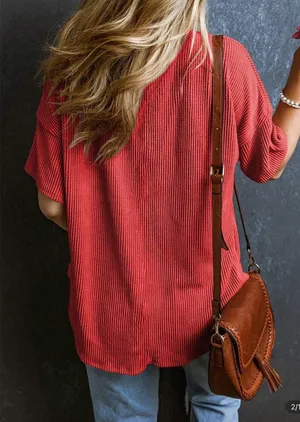 Cilkoo spring/summer womens over sized twisted threaded short sleeve t-shirt thumbnail 2