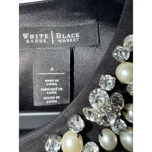 White House Black Market Dress Womens 4 Black Pearl Crystal Embellished Shift thumbnail 5