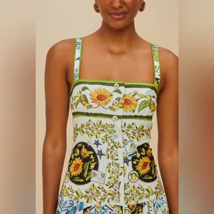 Farm Rio Multicolor Latin Trip Scarves Organic Cotton Midi Dress S thumbnail 6