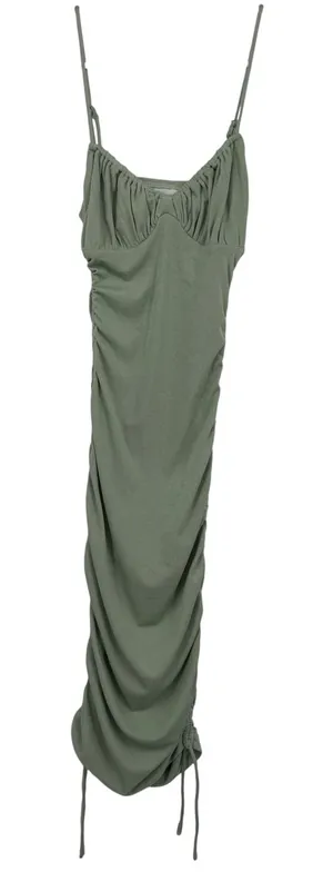 Princess Polly Mini Dress Size 0 Green Excellent Ruched Ribbed Bodycon Sage Hoco thumbnail 1