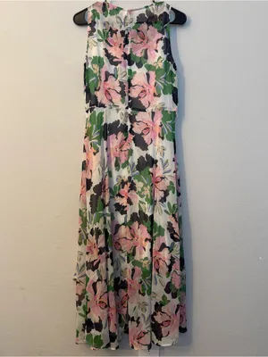 Tommy Hilfiger Floral High-Low Chiffon Maxi Dress - Pink & Green size 8 thumbnail 7