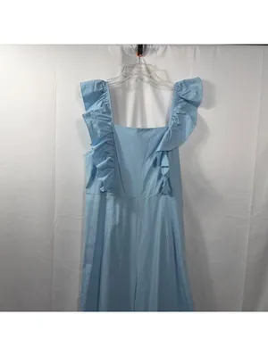 Shein Light Blue Ruffle Strap Wide Leg Jumpsuit Size Large thumbnail 2