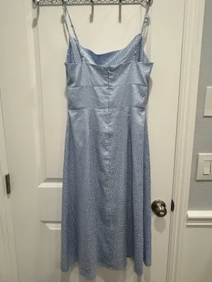 Lulus Light Blue Jacquard Animal Print Cowl Neck Midi Dress Small thumbnail 4
