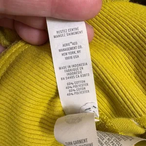 Aerie OFFLINE Chartreuse Green Terry Pullover Mock Neck Half Zip Sweater Small thumbnail 5