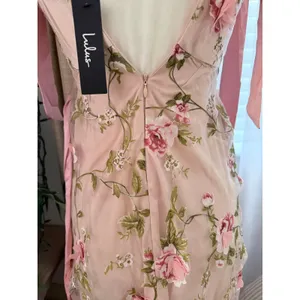 Lulus Authentic Sweetness Pink Floral Applique Tie-Strap Midi Dress thumbnail 10