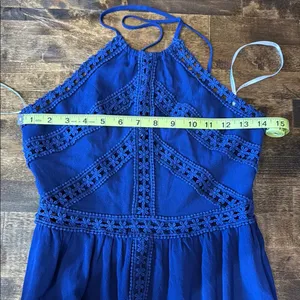 LULUS Blue Mini Dress w/ Crochet Trim Size XS thumbnail 6