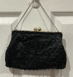 Vintage Black Beaded Evening Clutch thumbnail 1