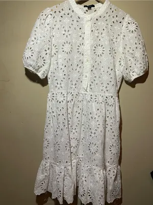 J. Crew White Eyelet Button-Front Dress thumbnail 1