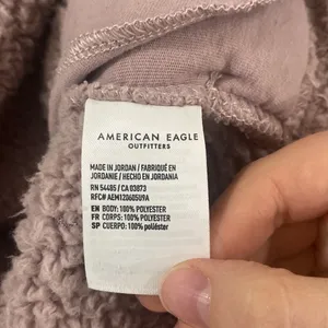 American Eagle fuzzy Sherpa quarter zip cinch waist cropped pullover size S thumbnail 11