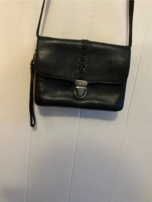 Rare Vintage Black Leather Patricia Nash Bianco Crossbody Organizer Handbag Bag thumbnail 5
