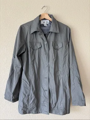 Louise Paris Vintage Women's Gray Button-Front Lightweight Coat/ Rain Jacket thumbnail 1