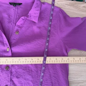 John Mark Small Purple Orchid Tunic Shirt Button‎ Up Relaxed Coastal Lagenlook thumbnail 4