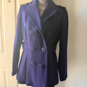 Worthington Double-Breasted Purple Pea Coat thumbnail 4