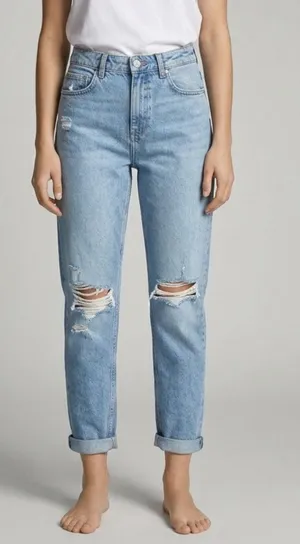 Zara Light Blue Distressed Boyfriend Jeans Size 4 thumbnail 1