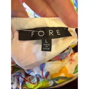 FORE Maxi Dress Women Large White Yellow Strapless Fruit Floral Tie Back Boho thumbnail 9