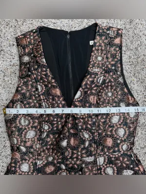 Alice & Olivia Pacey Low V-Neck Metallic Brocade Jacquard Lantern Mini Dress 2 thumbnail 10