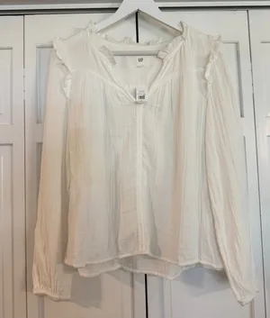 Gap NWT gauze ruffled long sleeve blouse small thumbnail 2