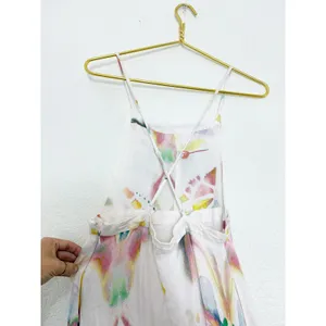Free People Sounds Of Spring Maxi Dress Size 6 Ivory Watercolor Bib Overall thumbnail 12