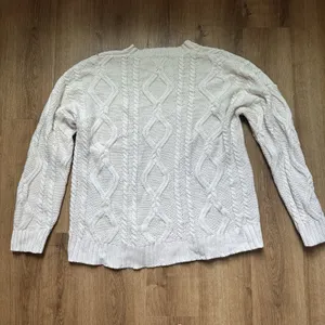 Women's Fisherman Cable Knit Heritage Sweater Cream Size Large thumbnail 6