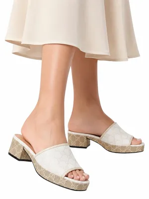 Gucci GG Monogram Malaga Kid Platform Slide Sandal White Size 41 thumbnail 1