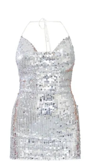 s Silver Sequin Mini Dress thumbnail 3