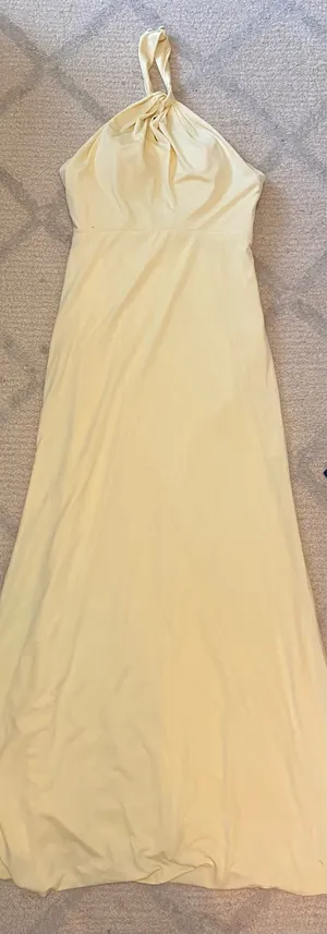 Yellow maxi dress halter top thumbnail 1