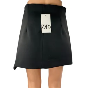 NEW Zara Women's Black Asymmetric High Waist Zipper Mini A-Line Skirt Size S thumbnail 3