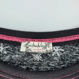 Free People Black Quilted Love Snowflakes PJ Top Size Large NWOT thumbnail 3