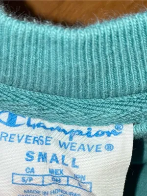Champion Teal Crewneck Sweatshirt with Light Pink Logo thumbnail 3