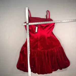 Steve Madden Giovanna Red Velvet Bubble Hem Mini Dress Adjustable Straps Size 10 thumbnail 6