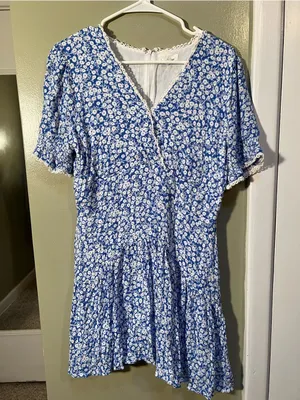 Lost + Wander Women's Size Large Villa by the Sea Floral Picot Trim Peasant Mini thumbnail 3