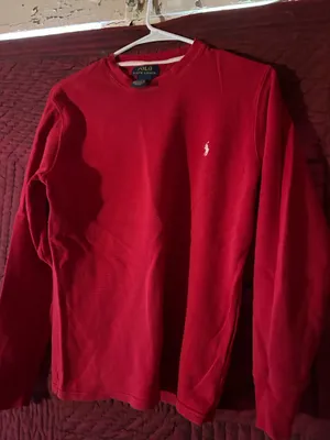 Red Thermal Polo Ralph Lauren Waffle Long Sleeve Shirt thumbnail 1