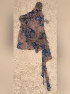 NEW Elliatt Briony Floral One-Shoulder floral blue Minidress Sz M thumbnail 5