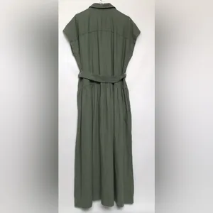 Universal Threads Green Button-Front MidiShirt Dress w/Belt Women’s Size XL Linen thumbnail 5