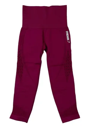 Gymshark Energy‎ Seamless Crop Leggings Maroon Red High Waisted Size XS thumbnail 1