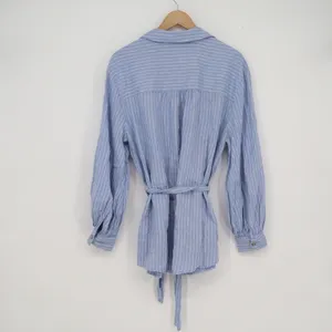 Isabel by Ingrid & Isabel Blue White Striped Linen Blend Maternity Tunic Large thumbnail 4