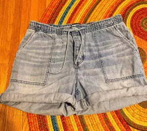Liverpool Light Blue Denim Drawstring Utility Shorts thumbnail 1