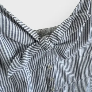 Abercrombie & Fitch Gray‎ White Striped Tie Front Button Mini Dress Summer Large thumbnail 3