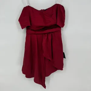 Lulus Always Celebrating Burgundy Satin Off-The-Shoulder Mini Dress Size M thumbnail 2