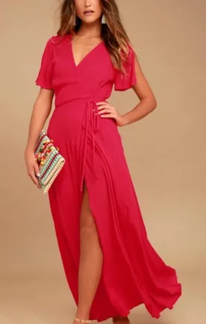 LULU’s Wrap Maxi Dress with Tie Waist size small thumbnail 1