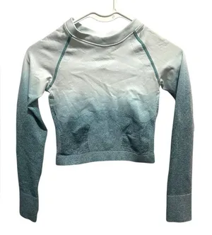Source Unknown Women's Gradient Long Sleeve ombre turquoise Top thumbnail 1