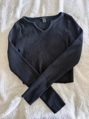 Forever 21 Black ribbed long sleeve top thumbnail 2