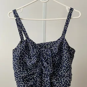 J.Crew Preppy Minimalist 4 Navy Polka Dot Silk‎ Wool Bow Front Cocktail Dress thumbnail 2