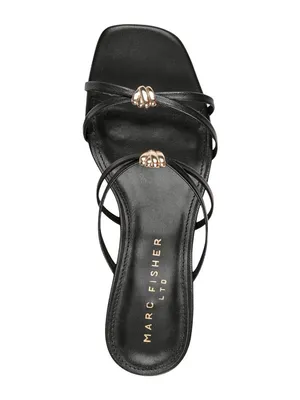 Marc Fisher Strappy Baizel Heeled Sandal MLBAIZEL Black Leather 9.5M thumbnail 14