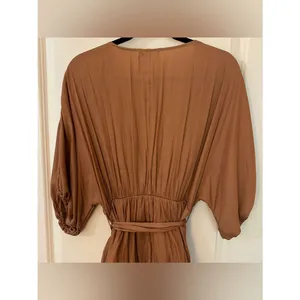 vestique boutique brass short sleeve mini ruffle dress womens sz small thumbnail 4